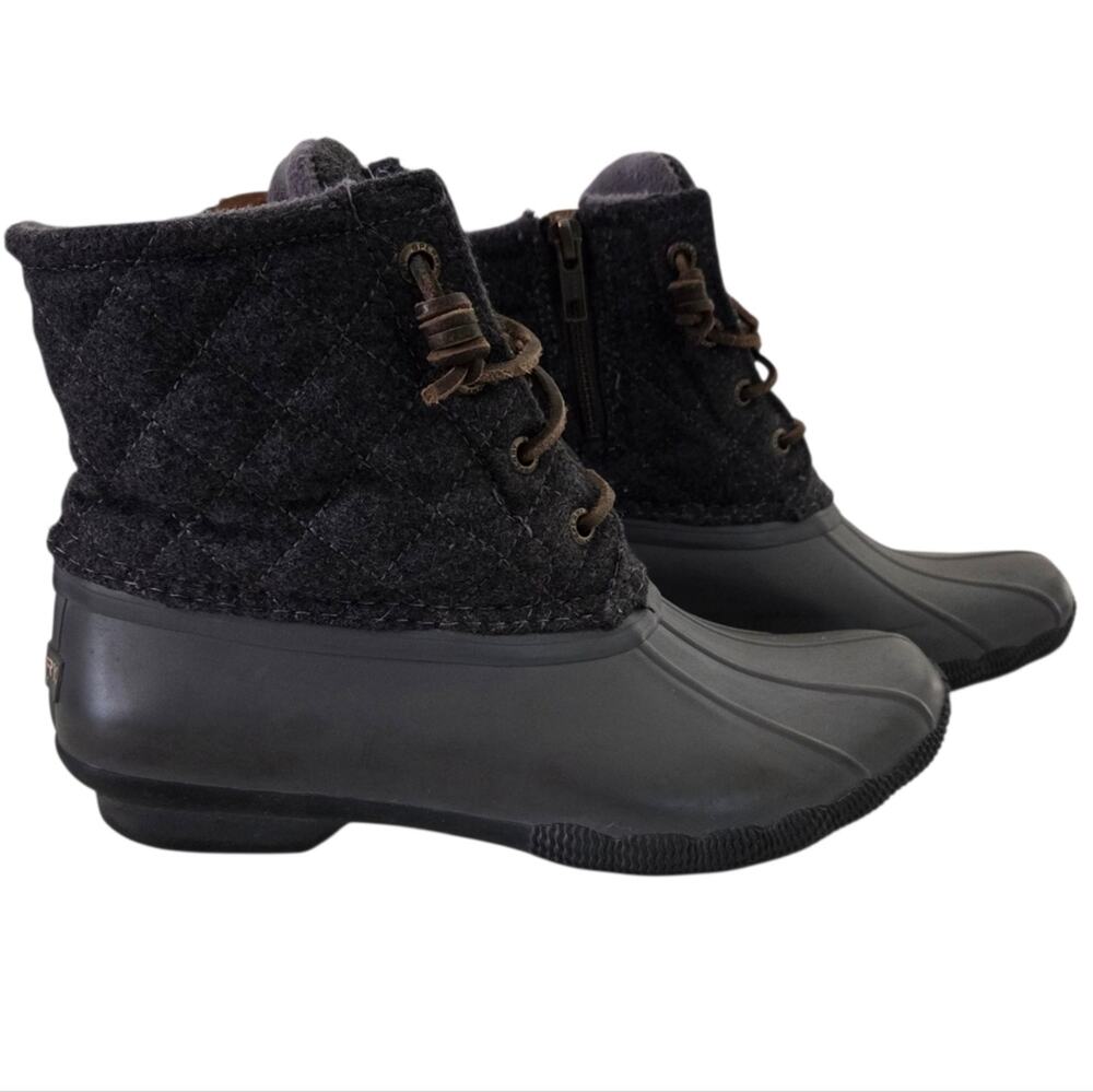 Sperry | Quilted Wool Leather Laces Saltwater Duck Boots Topsider Zipper Gray